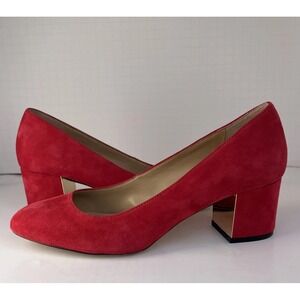 Talbots Heels Womens 8 Pump Red Slip On Almond Toe Casual Comfort Block Heels